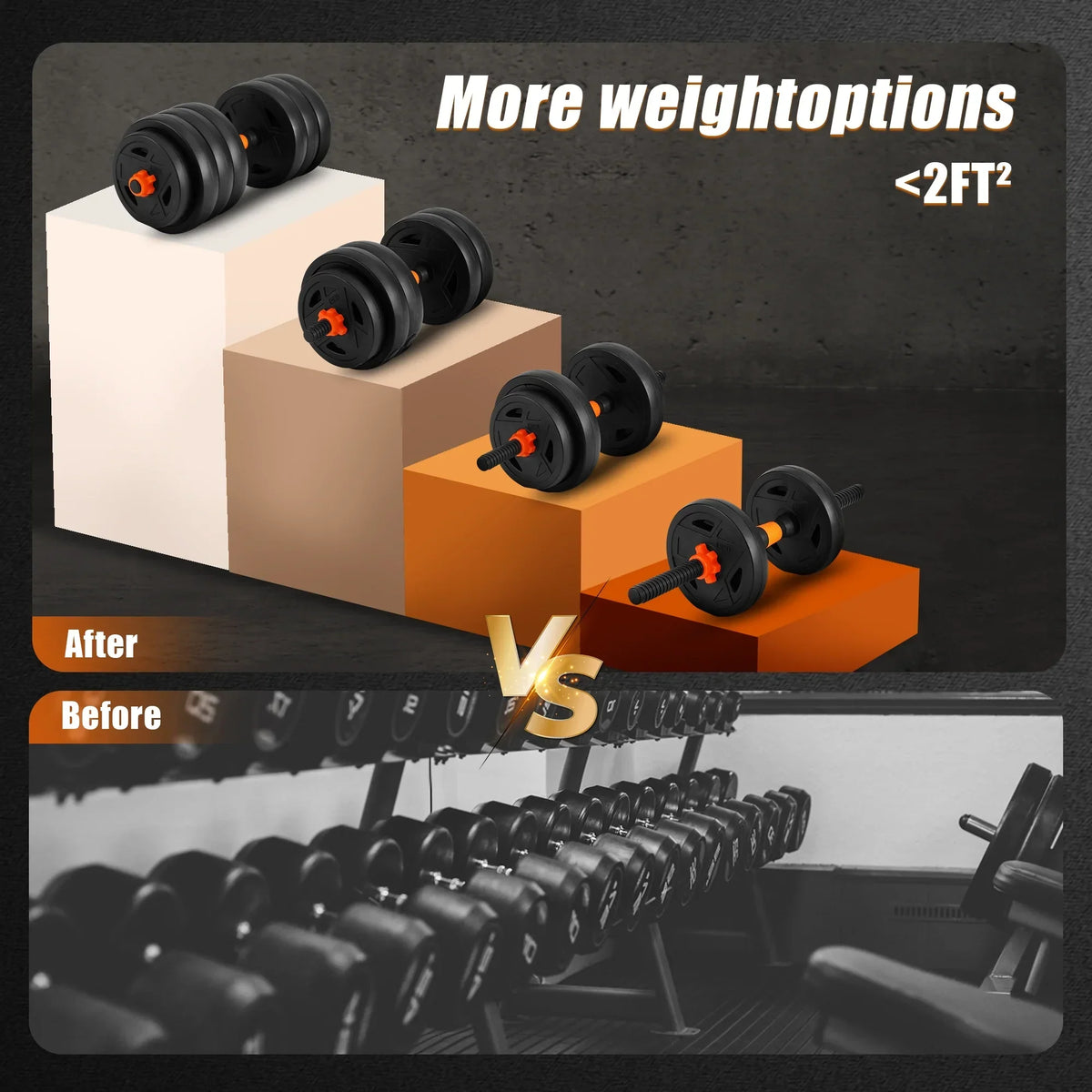 ARVAKOR 66 LBS Adjustable Weight Dumbbell Set, 4 In 1 Home Gym Equipment