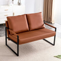 Modern Two-Seater Sofa Chair With 2 Pillows, PU Leather, Brown - SF-D008