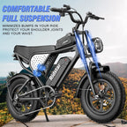 1500W Electric Mountain Bike 48V 20Ah, 20 inch Fat Tires, Shimano 7-Speed, Full Suspension - q20-1500w