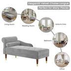 Vesgantti Velvet Chaise Lounge, 59 in, Grey