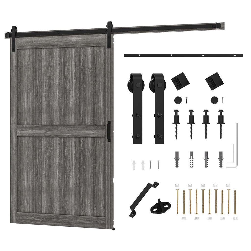 Uforic Sliding Barn Door With Hardware Kit, 48 x 84 in, Gray