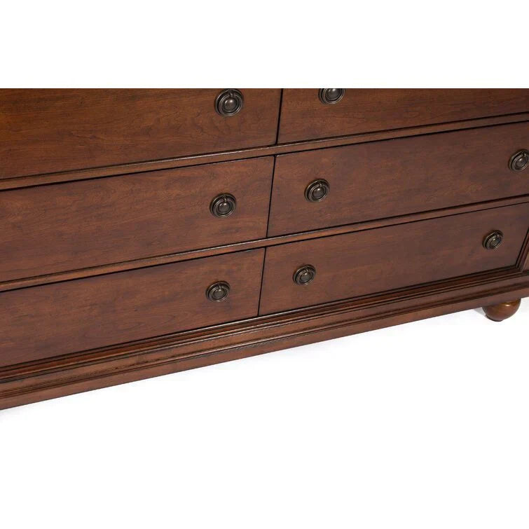 8 Drawer 64in W Double Dresser With Mirror - 80in H x 18in D