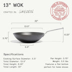 Made In Cookware 13in Seasoned Carbon Steel Wok - Sweden