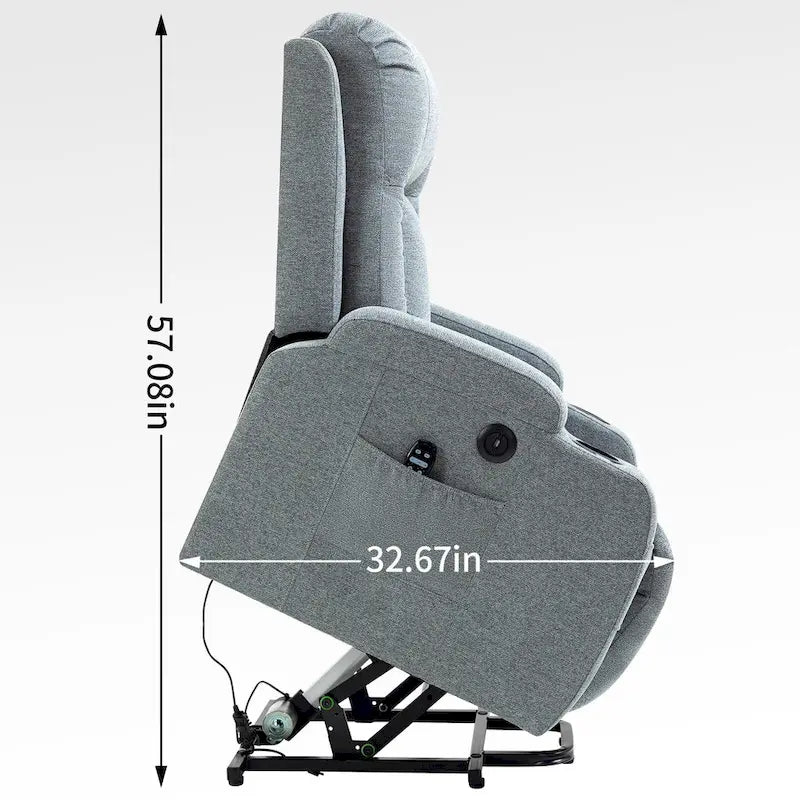 Lazy Boy Power Lift Recliner Chair With Massage, Lumbar Heating, USB Port And Cup Holders - Single Motor