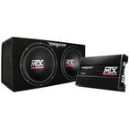 MTX 12in Dual Loaded Car Subwoofer Package With Sub Box, Amplifier And QPower Wiring Kit - TNP212D2