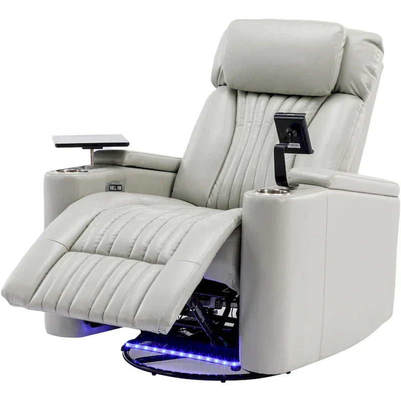 Power Home Theater Recliner Chair, 34.6 D x 38.2 W x 41.4 H, 110-160 Recline, 270 Swivel