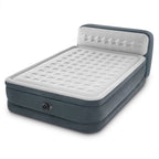 Intex Dura-Beam Deluxe Ultra Plush Headboard Queen Airbed, Gray, 18in, Built-In Pump - 64447ED