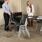 Lifetime Steel-Framed Indoor/Outdoor Commercial Grade Stacking Chairs, Black & Silver, Set Of 14 - 80569