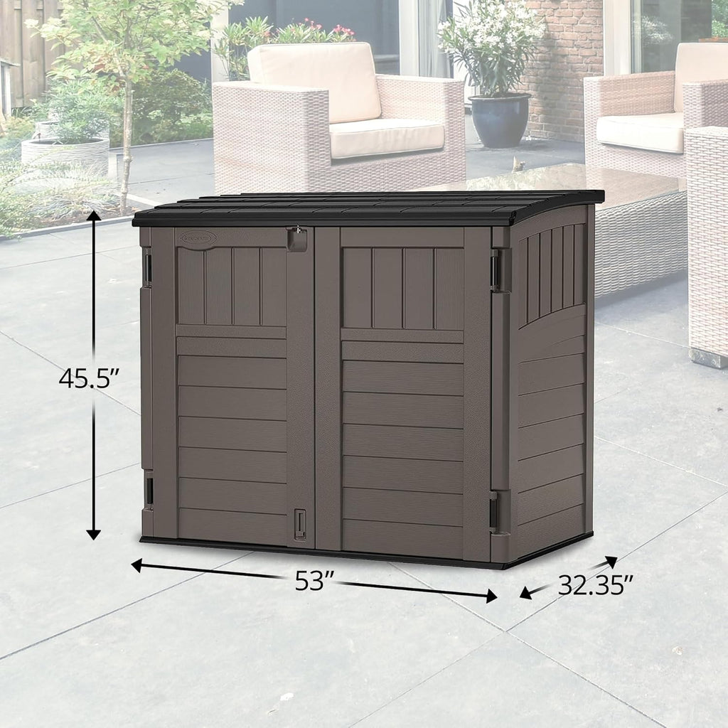 Suncast Horizontal Resin Storage Shed, 34 Cu Ft, Floor Included, Stoney Black