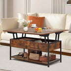 MONVANE Lift Top Coffee Table With Storage, 40 in, Rustic Brown