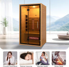 2-Person Red Light Far Infrared Indoor Sauna, 1750W/110V, Canadian Hemlock, 41.33in x 47.24in x 74.80in