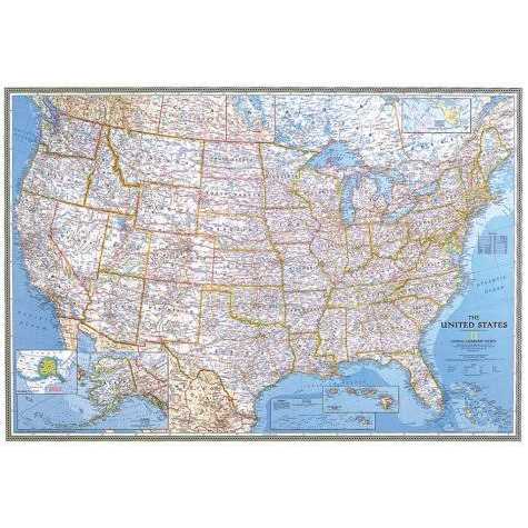 National Geographic United States Classic Wall Map, Laminated, 43.5 x 30.5 in