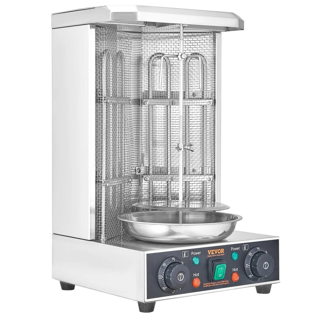 KFFKFF Electric Shawarma Rotisserie Grill 1700W 2 Burners Stainless Steel - ZH-9211