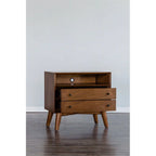 Home Square 4-Piece Set With Small TV Console, Full Wood Bed And Large Nightstand