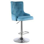 Alexent 2-Piece Swivel Bar Stools, Dark Blue, 43.7-51.6 H, 19.3 W x 18.1 D - Silver Footrest