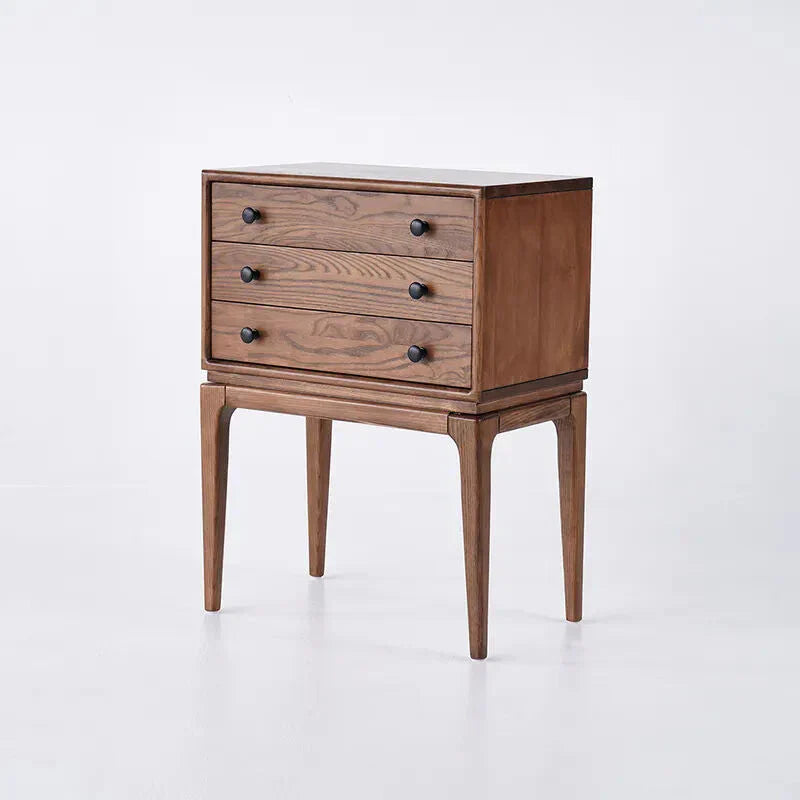 Walnut Ash Wood Chest Cabinet With 3 Drawers, 23.6 x 14.2 x 31.5 in