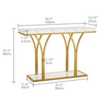 Console Table With Faux Marble MDF Top And Gold Metal Frame