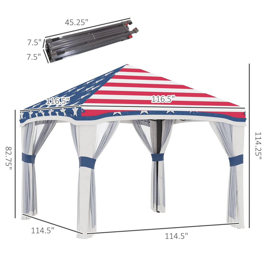 Outsunny Pop-Up Canopy With Mesh Netting, Wheeled Carry Bag And 4 Sand Bags, Beige, 10' x 10' - 84C-405V01BG
