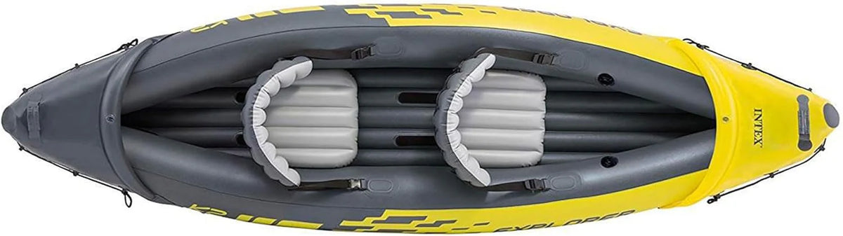Explorer K2 Inflatable Kayak Set, 2-Person, Yellow, 400 lb Capacity - Explorer K2