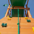 DIY Wooden Outdoor Playset With Tarp Roof, Rock Wall, Wave Slide, 3 Swings - Outing III