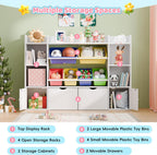 Xilingol Kids Toy Storage Organizer With 6 Removable Bins, 4-Tier Cubbies And 2 Movable Drawers
