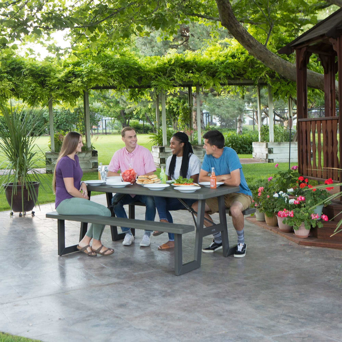 Lifetime 6-Foot W-Frame Folding Picnic Table, Brown - 60233