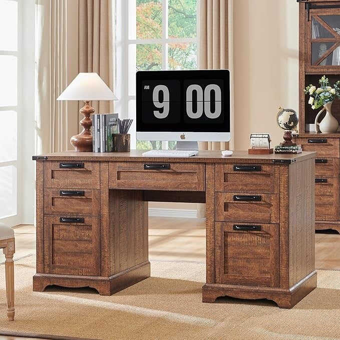 60' Farmhouse Wood Executive Computer Desk - 22'D x 60'W x 30'H