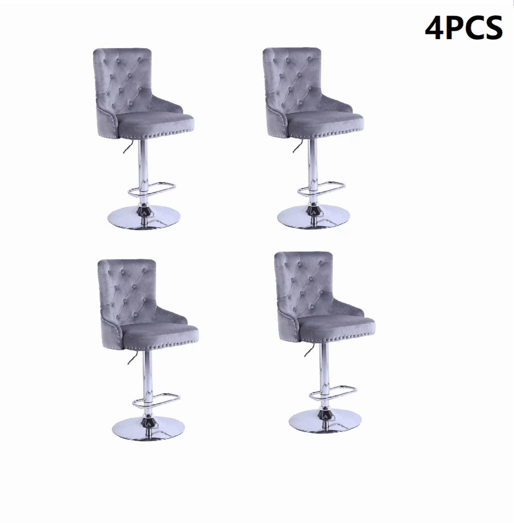 Alexent 2-Piece Swivel Bar Stools, Dark Blue, 43.7-51.6 H, 19.3 W x 18.1 D - Silver Footrest