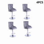 Alexent 2-Piece Swivel Bar Stools, Dark Blue, 43.7-51.6 H, 19.3 W x 18.1 D - Silver Footrest