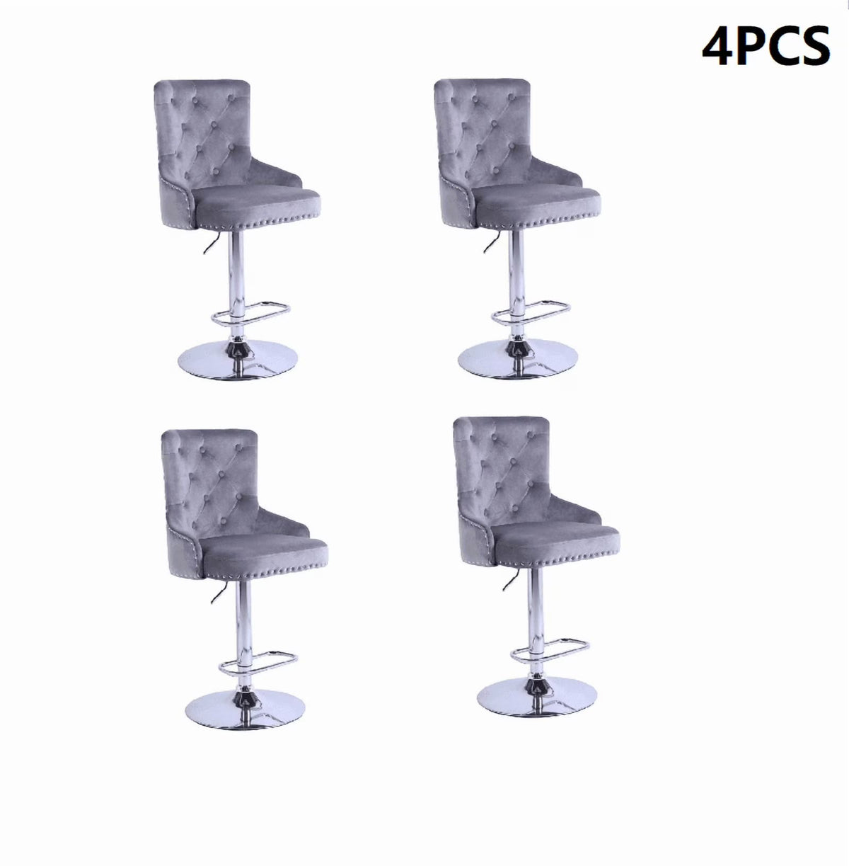 Alexent 2-Piece Swivel Bar Stools, Dark Blue, 43.7-51.6 H, 19.3 W x 18.1 D - Silver Footrest