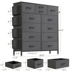 12-Drawer Fabric Dresser With Wood Top And Metal Frame