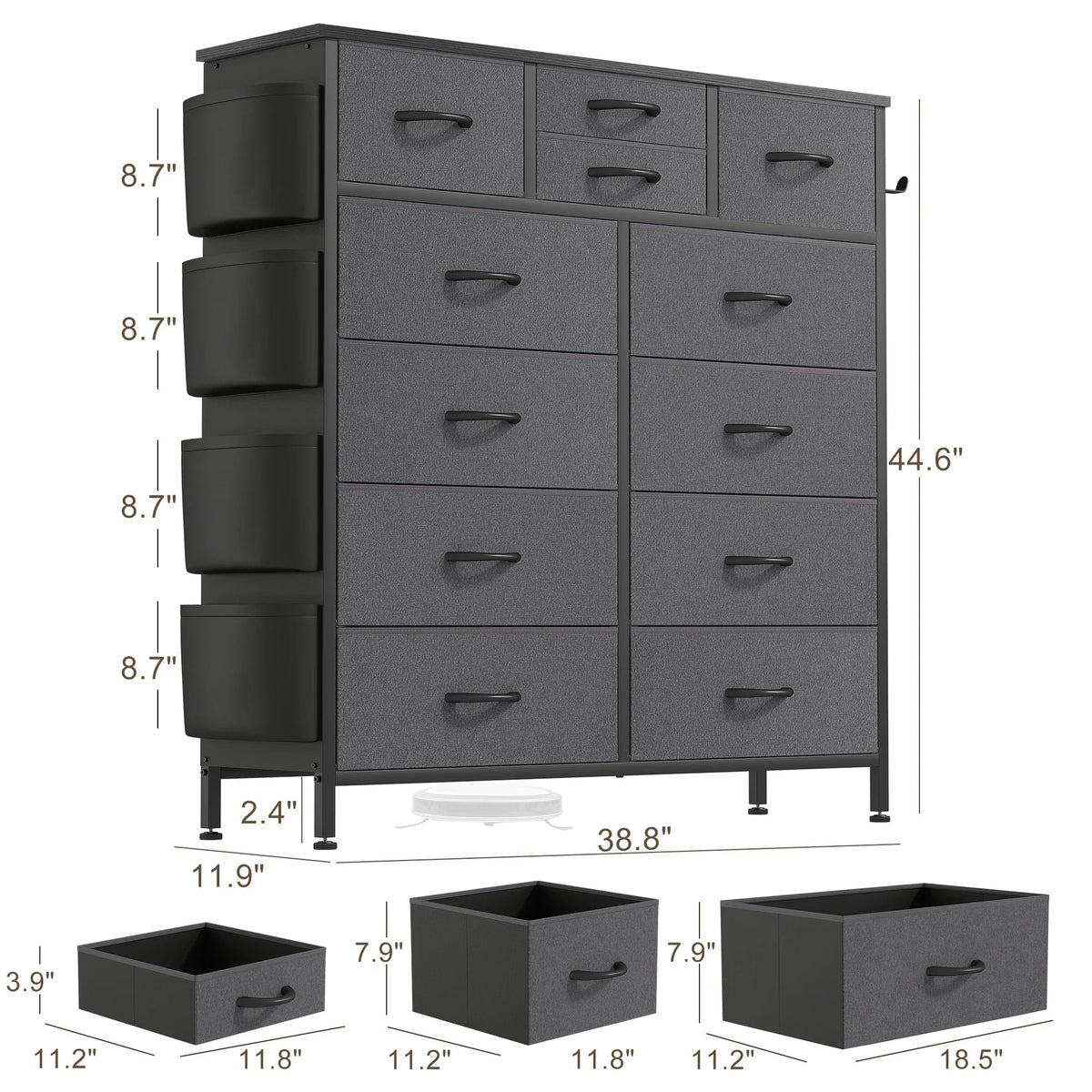12-Drawer Fabric Dresser With Wood Top And Metal Frame