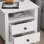 White Nightstand With 2 Drawers And 1 Open Shelf - 21.7 Inch Tall