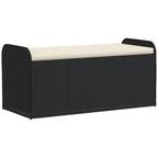 vidaXL Outdoor Poly Rattan Storage Bench With Cushion, Black, 45.3 x 20.1 x 20.5 in