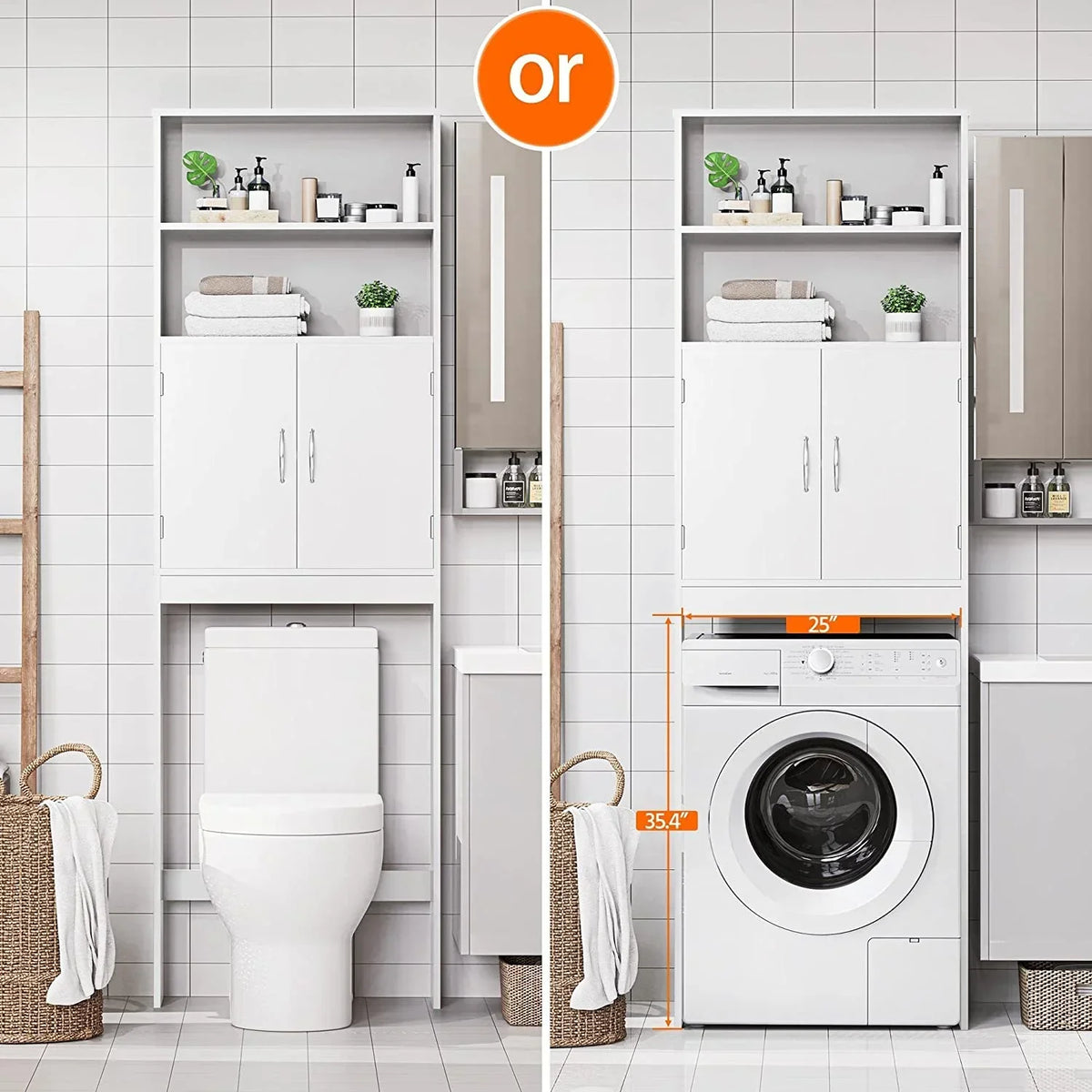 Over-the-Toilet Storage Cabinet With Adjustable Shelves And Double Doors, 77 in H, Espresso