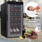 NutriChef Digital Electric Thermoelectric Wine Chiller Cooler, 18 Bottle, Black