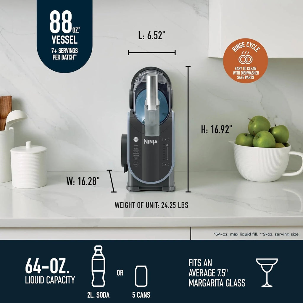 Frozen Drink Machine, 88 oz Vessel, 64 oz Max Liquid Fill - RapidChill Technology