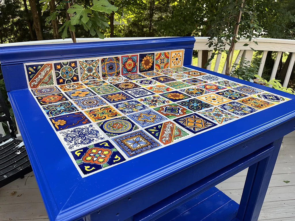 Mexican Talavera Ceramic Tiles 4x4 - 100 Pieces, 10 Designs