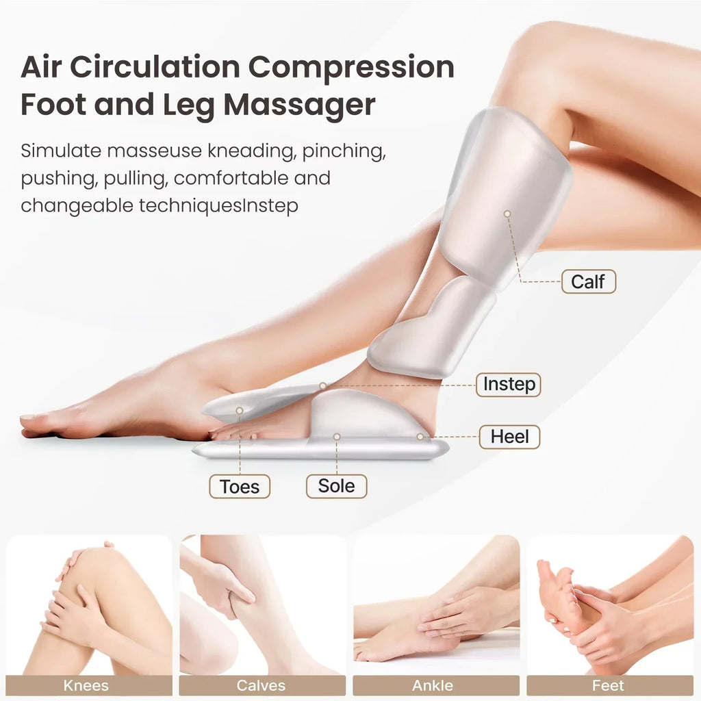 PureHeal Air Compression Foot And Leg Massager, Black - 5 Modes, 5 Intensities