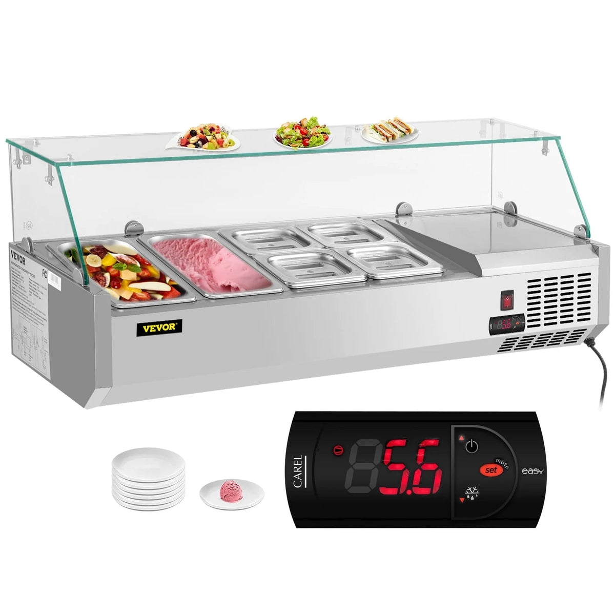 Refrigerated Condiment Prep Station, 48-inch, 10.8Qt, 3 1/3 Pans And 4 1/6 Pans - 146W