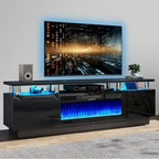70-Inch TV Stand With 36-Inch Electric Fireplace And Adjustable Shelves