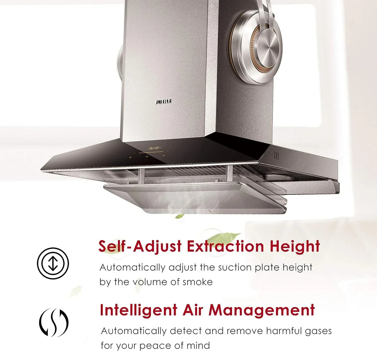 FOTILE Wall Mount Range Hood, 36 in. 1100 CFM, 2 LED Lights, Stainless Steel - Perimeter Vent Series