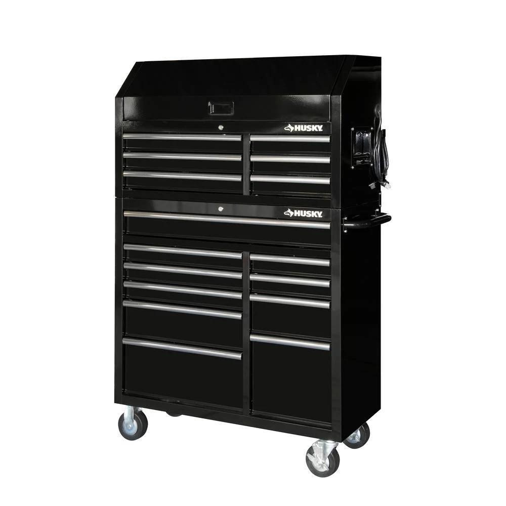 41-Inch 16-Drawer Rolling Tool Chest And Cabinet Combo, Gloss Black
