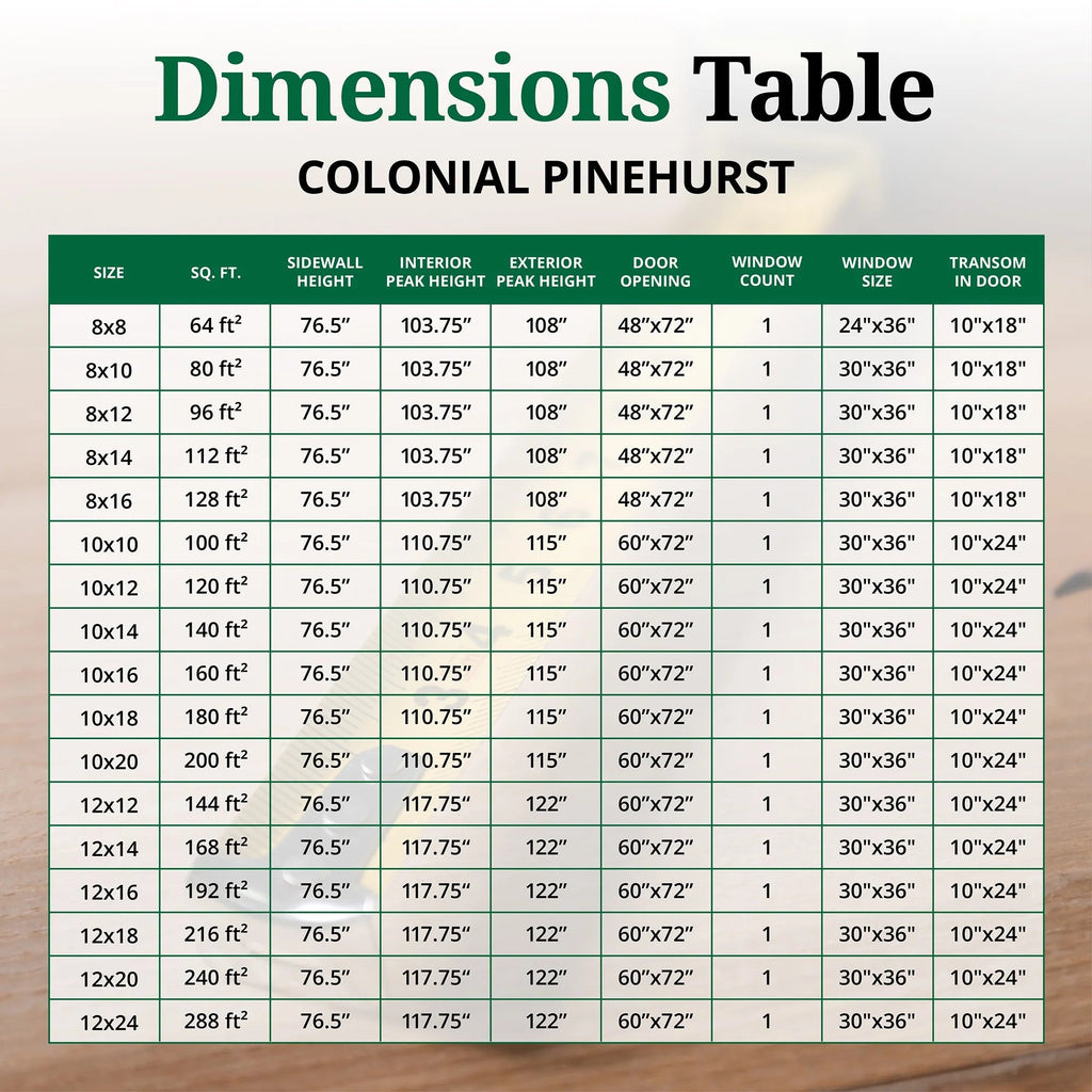Little Cottage Co. Outdoor Wood Storage Shed, 8x8, Precut DIY Kit - Colonial Pinehurst