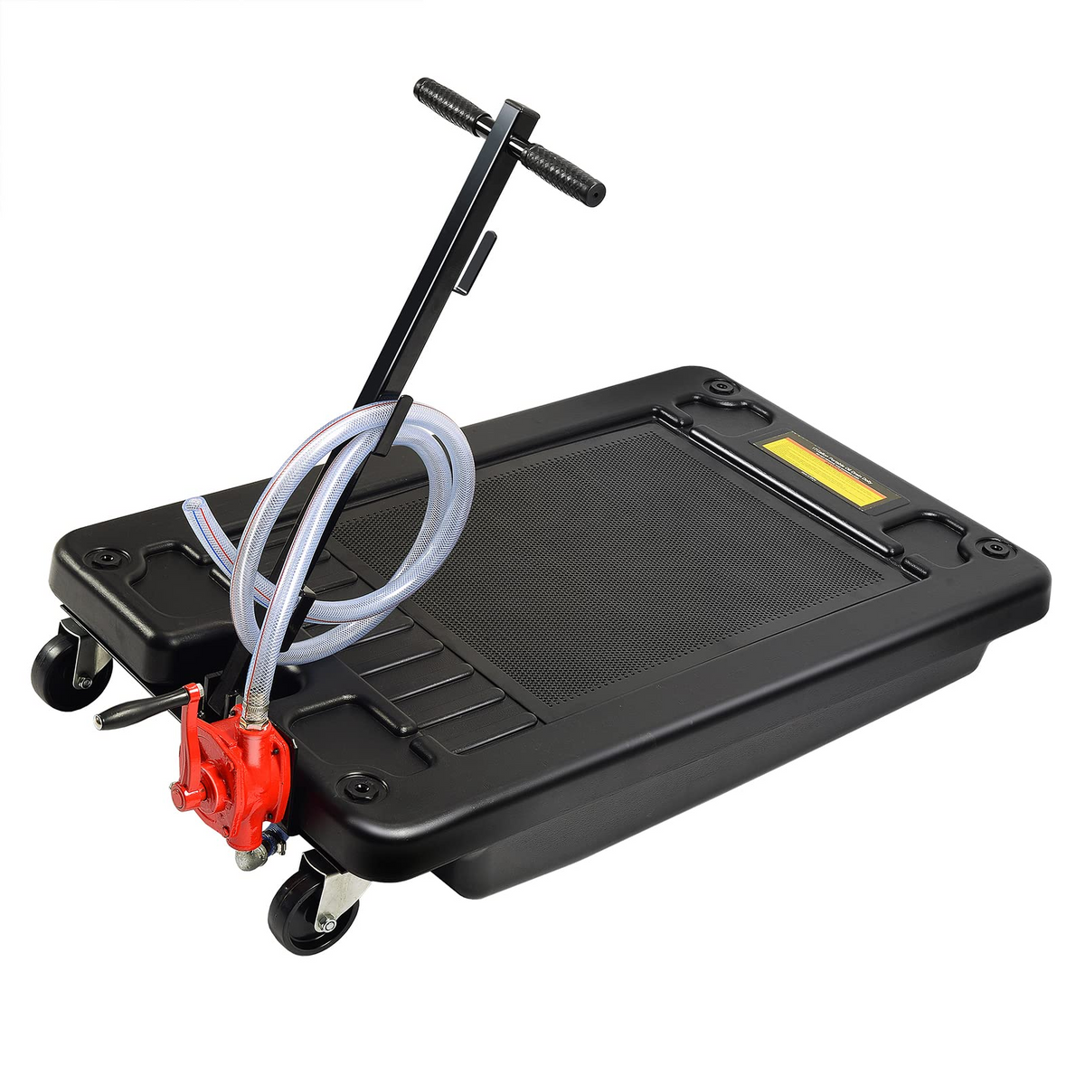 17 Gallon Portable Oil Drain Pan With Pump And 8ft Hose - Low Profile