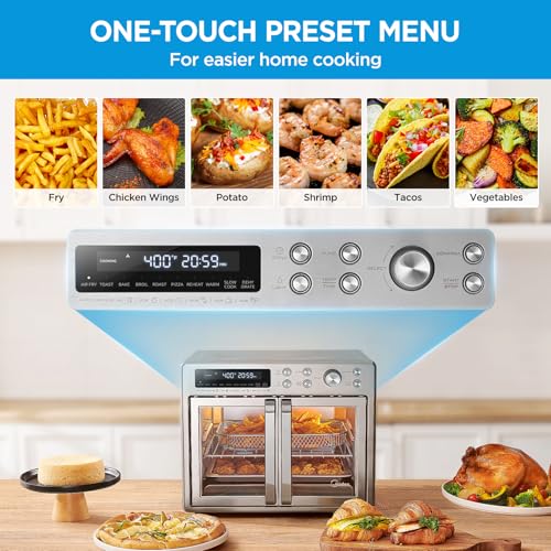 Midea Flexify French Door Air Fryer Toaster Oven Combo, 26.4 QT, 10-in-1, Stainless Steel