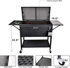 Rattan Rolling Cooler Cart, 80 Quart / 20 Gallon