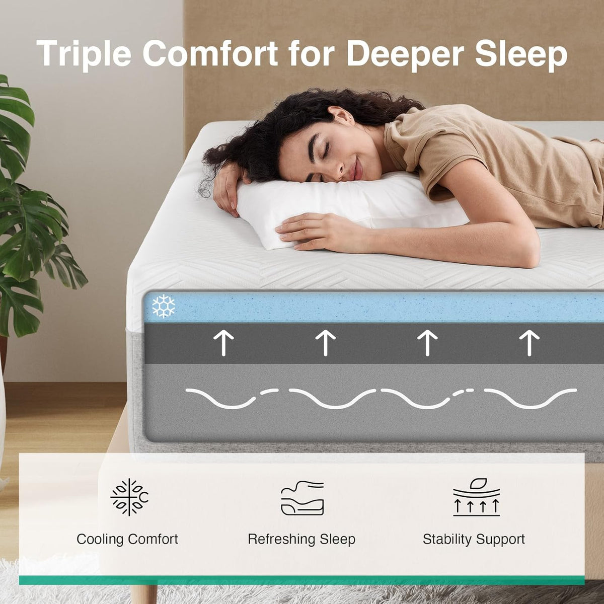 Novilla King Size 12 Inch Gel Memory Foam Mattress, Grey, Medium Plush - Bliss