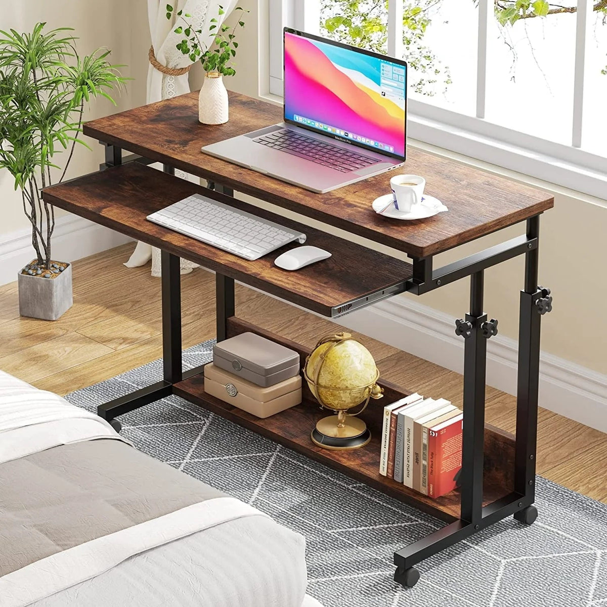 Height-Adjustable Portable Laptop Desk With Keyboard Tray, 43.3in H x 31.5in L x 17in D