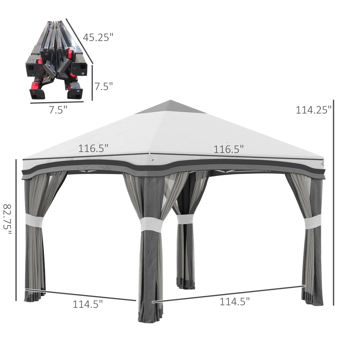 Outsunny Pop-Up Canopy With Mesh Netting, Wheeled Carry Bag And 4 Sand Bags, Beige, 10' x 10' - 84C-405V01BG